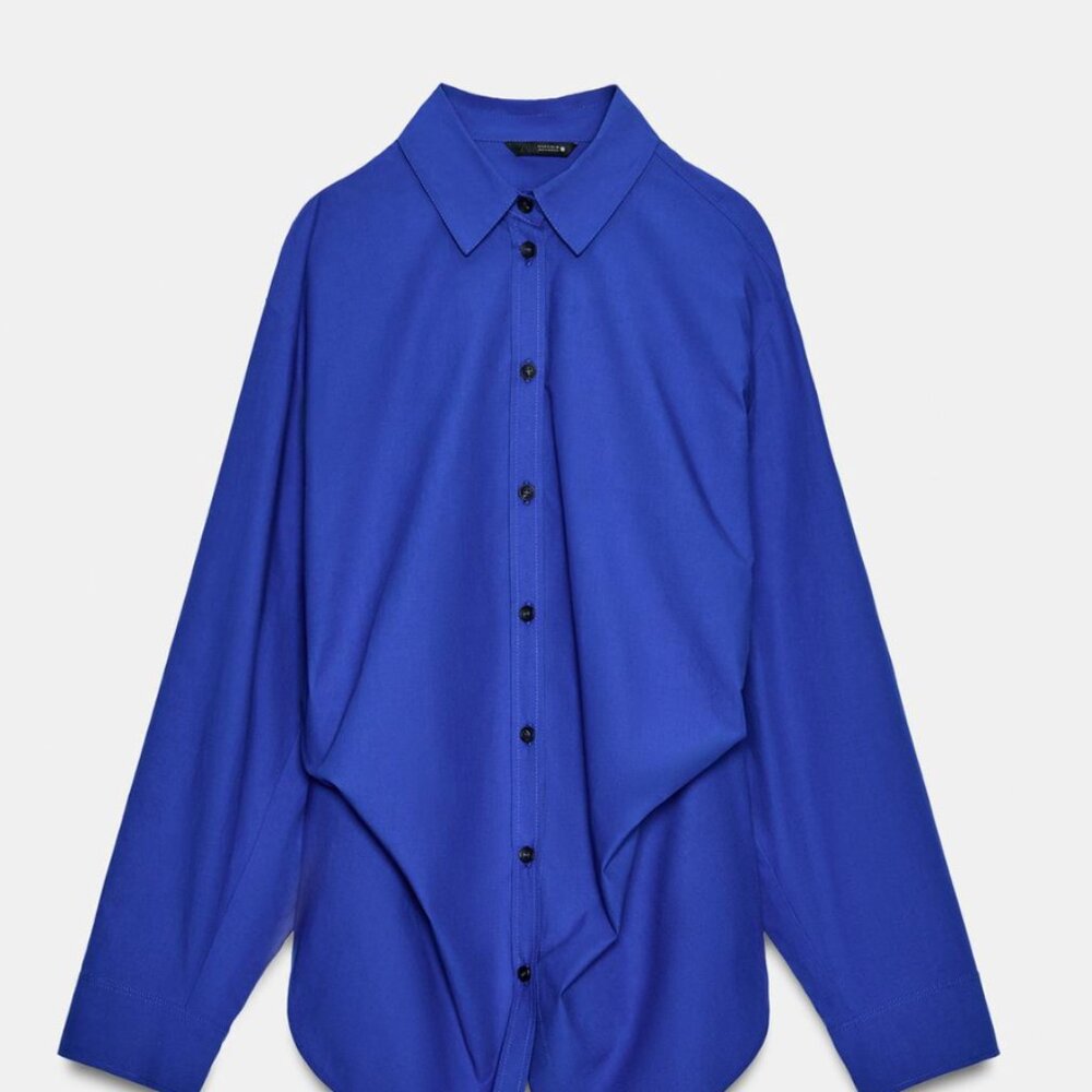 NEVER WORN-Get Ready for Spring- Zara oversized Beautiful "Bluish" Blouse- Large - Picture 3 of 14